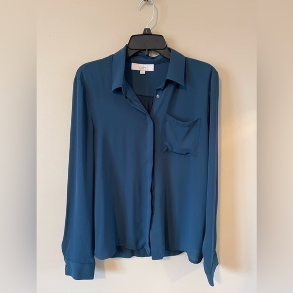 Loft Mixed Material Button Down Shirt.  Size M.